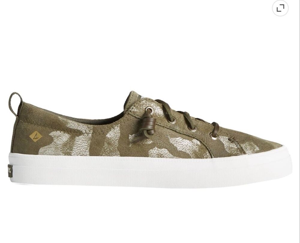 Sperry Women's boat lace Crest Vibe Canvas camo camouflage(STS84190) sz 11 Euc